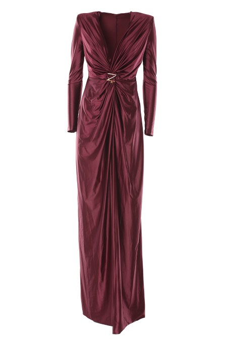 Shop ELISABETTA FRANCHI  Abito: Elisabetta Franchi abito red carpet in lycra con nodo e accessorio logo.
Abito red carpet in lycra lucida a maniche lunghe con gonna con spacco nel centro davanti. È caratterizzato da profonda scollatura trattenuta da un nodo drappeggiato e da un accessorio logo in metallo dorato e strass.
Spalline imbottite.
Zip invisibile sul retro.
Accessorio in metallo dorato.
Vestibilità slim.
Composizione: 78% Poliammide, 22% Elastane.
Made in Italia.. AB72947E2-CG3